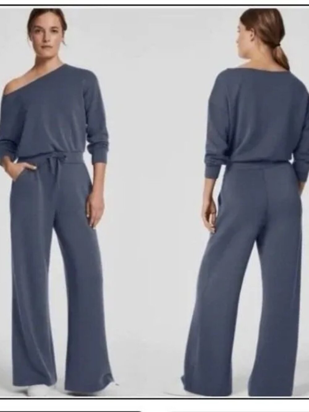 SPANX Spanx AirEssentials Off-the-Shoulder Jumpsuit Dark Storm Blue L Petite